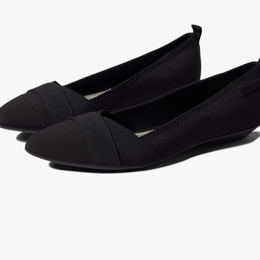 Anne Klein Black Suede Flats Sleek Minimalist Design